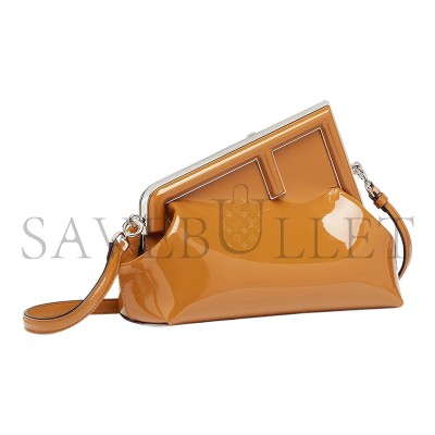FENDI FIRST MIDI OVERSIZED F METAL CLIP PATENT LEATHER SHOULDER CROSSBODY CLUTCH 8BP137ANSNF119U (30*20*14cm)